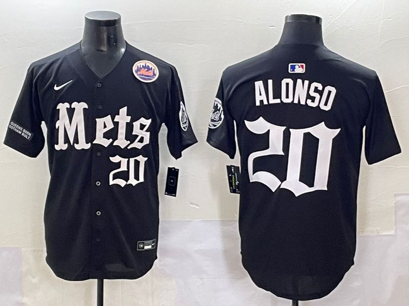 Men 2025 New York Mets #20 Alonso Black Five generations Joint Name Nike MLB Jersey style 13->new york mets->MLB Jersey